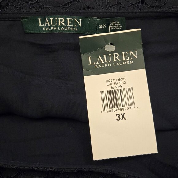 Ralph Lauren Kadelyn Lace Blouse Plus Size 3X Navy Blue Romantic Feminine NWT - Picture 6 of 7